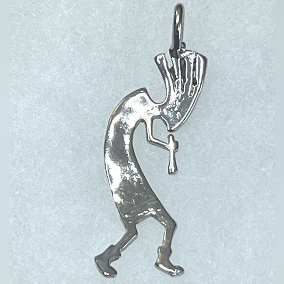 Silver Metal and Stone Inlay Kokopelli Pendant - Picture 4 of 4